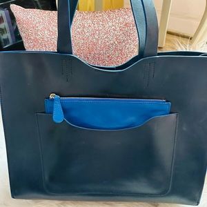 Navy/royal blue leather tote